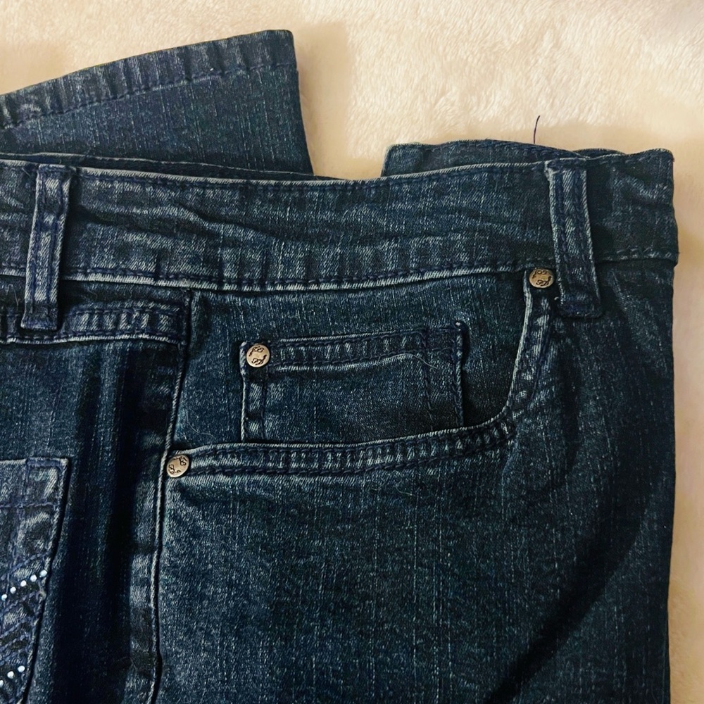 🔴 CLEARANCE🔖 FRENCH DRESSING 👖 RHINESTONE OLIVIA FLARE STRETCH JEANS Women’s 10 - Picture 7 of 14